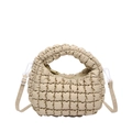 Mini beige popcorn textured tote bag with detachable crossbody strap in minimalist style - 15*22*6.5 / Khaki