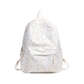White floral canvas backpack for students with yellow and blue flower patterns - Yellow
