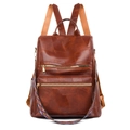 Vintage brauner Patchwork-Rucksack mit Diebstahlschutz und buntem Stammes-Schultergurt - Braun
