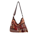 Ethnic bohemian crossbody bag with colorful jacquard patterns and tassels in red and green - Red And Green Geometric Style (Style 1)