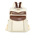 Sac à dos vintage colorblock beige et marron foncé avec texture crocodile gaufrée - Blanc Cassé