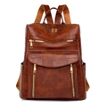 Sac à dos vintage marron pour femme avec détails en patchwork et fermetures dorées - Marron