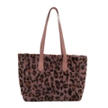 Bolso tote de piel sintética con estampado de leopardo rosa y asas de hombro - Rosa