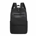 Schwarzer Business-Rucksack aus Oxford-Gewebe mit Lederakzenten und mehreren Taschen - Schwarz