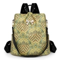 Zaino da donna in jacquard giallo con motivo tradizionale e fiocco dorato chic - Giallo