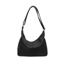 Large black hobo shoulder bag with pebble grain leather and adjustable strap for women - Black
