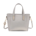 Borsa tote minimalista in ecopelle grigio chiaro con rivetti dorati per il pendolarismo - Argento