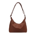 Brown lychee texture crossbody bag with adjustable strap and top zipper closure - Brown