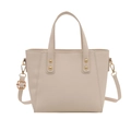Elegante borsa tote in ecopelle bianco crema con borchie dorate e tracolla regolabile - Bianco
