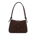 French crescent shoulder bag in chocolate brown matte leather with gold buckle - Brown