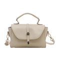 Borsa a tracolla minimalista beige in pelle PU con manico e anello dorato - Bianco Sporco