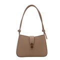 Borsa a mezzaluna taupe minimalista con tracolla annodata e finiture in metallo oro - Cachi