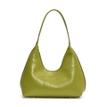 Borsa hobo minimalista verde avocado in pelle liscia con rivetti in metallo argento - Verde