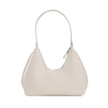 Elegante bolso hobo de piel sintética beige brillante con correa de hombro fina - Blanco Roto