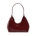 Chic burgundy patent leather hobo bag with sleek crescent shape and glossy finish - Burgundy