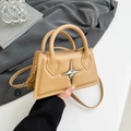 Sac à bandoulière marron clair avec étoile métallique et sangle réglable amovible - Kaki
