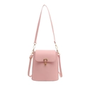Minimalist pink bucket bag for women with golden horseshoe buckle and leather strap - Pink