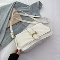Borsa a tracolla bianco avorio con trama marmorizzata e fibbia dorata a forma di H - Bianco Sporco