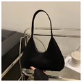 Bolso hobo retro de ante sintético negro con diseño de media luna y correa - 31.5*21*6.5 / Negro