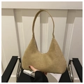 Bolso de hombro hobo de pana caqui con cremallera y diseño retro minimalista - 31.5*21*6.5 / Caqui