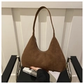 Bolso hobo de ante marrón con elegante diseño de media luna y correa para el hombro - 31.5*21*6.5 / Marrón
