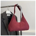 Sac à bandoulière rétro en daim rouge foncé avec design hobo et détails argentés - 31.5*21*6.5 / Rouge