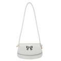 Minimalistische weiße Schultertasche aus PU-Leder mit silberner Schleife und Trageriemen - Weiß