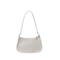 Bolso baguette minimalista blanco crema brillante con cremallera dorada - Blanco