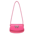 Schultertasche in Fuchsia-Pink mit elegantem silbernem Schleifenverschluss und Glattleder - Rosarot