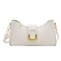 Elegant white shoulder bag with a gold rectangular buckle in a minimalist design - White