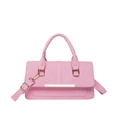 Borsa a mano a tracolla rosa con fine trama a saia e accenti dorati - Rosa