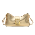 Sac bandoulière élégant en cuir synthétique doré avec un design incurvé minimaliste - Or