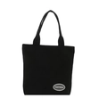 Borsa tote minimalista in velluto a coste nero con texture e logo Fanyissa - Nero
