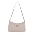 Borsa a spalla intrecciata bianco crema con fibbia a fiocco dorata e cinturino in pelle - Bianco