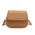 Minimalist khaki leather crossbody bag featuring houndstooth texture and golden buckle - Khaki
