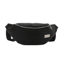 Schwarze geflochtene Brusttasche mit Silberreißverschluss und Nylon-Schultergurt - Schwarz