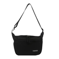 Borsa a tracolla minimalista in nylon nero con tracolla regolabile e dettaglio logo - Nero