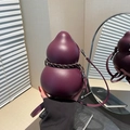 Unique gourd-shaped wine red crossbody bag with chic woven rope detail and matte leather - Burgundy