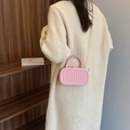 Pink embossed box bag with cable knit texture and golden chain strap for women - Pink