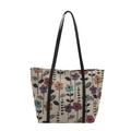 Sac fourre-tout rétro aux motifs floraux vintage avec fines bandoulières noires - Noir