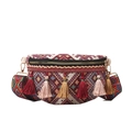 Sac ceinture ethnique avec broderie géométrique rouge et pampilles colorées - Rouge pastèque