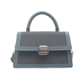 Light blue contrast crossbody bag with grey woven texture and metallic square twist lock - Blue