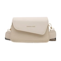 Borsa a tracolla beige minimalista in pelle PU con ampia tracolla geometrica - Bianco Sporco