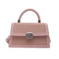 Petit sac à bandoulière rose tissé avec serrure argentée et poignée supérieure pour femme - Rose