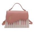 Pink and white piano note crossbody bag with G-clef embroidery and music key design - Pink