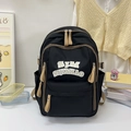 Minimalistischer schwarzer Nylonrucksack mit Multi-Taschen-Design und beigen Reißverschlüssen - 15 inch / Schwarz