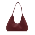 Dark red crescent hobo bag with Fashion & Bags print and matte leather finish - Red