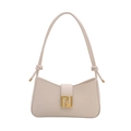 Borsa a baguette chic in finta pelle bianco crema con fibbia dorata e tracolla annodata - Bianco