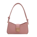 Borsa a spalla rosa antico in pelle con fibbia dorata e tracolla con nodi decorativi - Rosa