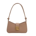 Borsa baguette beige minimalista con fibbia dorata e spalline con nodi decorativi - Cachi